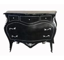 Comoda Bombe Preto Francesa Madeira Maciça Bronze Formosa