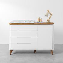 Cômoda Boom 4 Gavetas e 1 Porta - Branco Fosco e Savana Cômoda Boom 4 Gavetas e 1 Porta - Branco Fosco e Savana