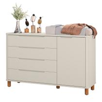 Cômoda Boom 4 Gavetas e 1 Porta com Pés Nordic Mel - Areia