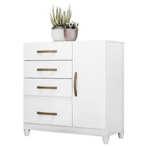 Cômoda Branca 4 Gavetas com Porta Venus Versátil para Quarto ou Closet