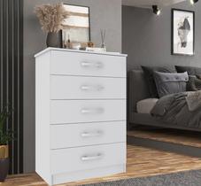 Cômoda Branca com 5 Gavetas MDP Design Moderno e Funcional
