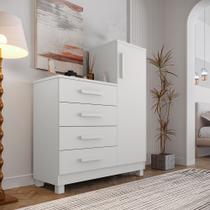 Comoda Branca Quarto Casal Sapateira Grande com 4 Gavetas Reforçadas Versátil Comoda Branca Quarto Casal Sapateira Grande com 4 Gavetas Reforçadas Versátil