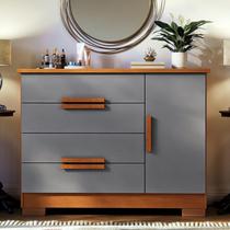 Cômoda Brescia 3 Gavetas com Porta MDF Moderna para Quarto 96cm Organizador Grande com Prateleira Interna Design Contemporâneo para Casal e Solteiro
