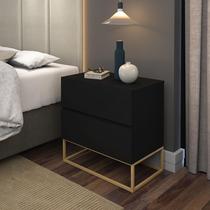 Cômoda Cabeceira Eros 45 Retrô Com 2 Gavetas Pés De Ferro Moderna Cômoda Cabeceira Eros 45 Retrô Com 2 Gavetas Pés De Ferro Moderna