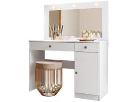 Cômoda Camarim Bella 110cm 1 Porta com Espelho e Luminárias de LED Branco Moval