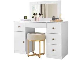 Cômoda Camarim Sonhos 121cm 5 Gavetas com Espelho e Luminárias de LED Branco Moval