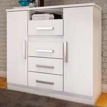 Cômoda Canadá 2 Portas 4 Gavetas 100% Mdf Branco - Panorama Móveis Cômoda Canadá 2 Portas 4 Gavetas 100% Mdf Branco - Panorama Móveis