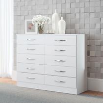 Cômoda Casal 10 Gavetas 117x92Cm MDP Branco 3017 Cômoda Casal 10 Gavetas 117x92Cm MDP Branco 3017