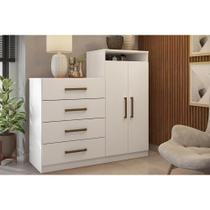 Cômoda Casal Áurea c/ 2 Portas e 4 Gavetas Branco - Demóbile