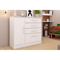 Cômoda Casal Chicago c/ 1 Porta e 4 Gavetas Branco/Neve - Tcil Móveis Cômoda Casal Chicago c/ 1 Porta e 4 Gavetas Branco/Neve - Tcil Móveis