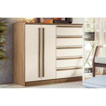 Cômoda Casal Malaga 2.5 2 Portas e 5 Gavetas jatoba/Areia - Santos Andirá