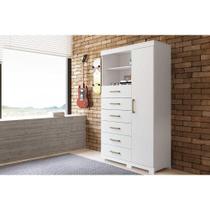 Cômoda Casal Marabá 1.6 1 Porta e 6 Gavetas c/ Pés Branco - Santos Andirá Cômoda Casal Marabá 1.6 1 Porta e 6 Gavetas c/ Pés Branco - Santos Andirá