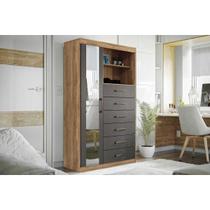 Cômoda Casal Marabá 1.6 c/ 1 Porta 2 Nichos e 6 Gavetas c/ Espelho Atacama/Grafitte - Santos Andirá Cômoda Casal Marabá 1.6 c/ 1 Porta 2 Nichos e 6 Gavetas c/ Espelho Atacama/Grafitte - Santos Andirá