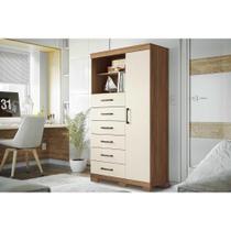 Cômoda Casal Marabá 1.6 c/ 1 Porta 2 Nichos e 6 Gavetas c/ Pés jatoba/Areia - Santos Andirá Cômoda Casal Marabá 1.6 c/ 1 Porta 2 Nichos e 6 Gavetas c/ Pés jatoba/Areia - Santos Andirá