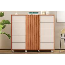 Cômoda Casal Pegasus c/ 2 Portas e 5 Gavetas Freijo/Off White - Caemmun
