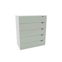 Cômoda Casal Porto c/ 5 Gavetas Branco/Verde - Politorno