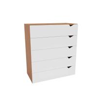 Cômoda Casal Porto c/ 5 Gavetas Freijo/Branco - Politorno