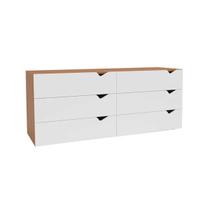 Cômoda Casal Porto c/ 6 Gavetas Freijo/Branco - Politorno