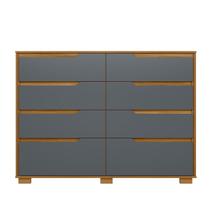 Comoda Casal Quarto Georgia 8 Gavetas Freijo com Cinza - Moval