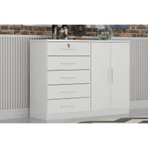 Cômoda Casal Space c/ 2 Portas e 5 Gavetas Branco - Novo Horizonte