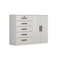 Cômoda Casal Space c/ 2 Portas e 5 Gavetas Branco - Novo Horizonte