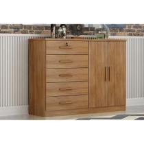 Cômoda Casal Space c/ 2 Portas e 5 Gavetas Freijó Cumaru - Novo Horizonte