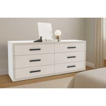 Cômoda Casal Valência c/ 6 Gavetas Branco/Creme - Politorno