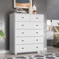 Cômoda Casal Vittória com 6 Gavetas - Branco