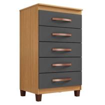 Cômoda Catar 5 Gavetas Carvalho Americano Grafite - Incorplac Cômoda Catar 5 Gavetas Carvalho Americano Grafite - Incorplac