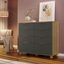 Cômoda Catarina 8 Gavetas MDF Puxador Alumínio Pés Retrô D'Rossi