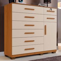 Cômoda Chicago 1 Porta 8 Gavetas Cinamomo/Off White - Panorama Móveis Cômoda Chicago 1 Porta 8 Gavetas Cinamomo/Off White - Panorama Móveis