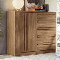 Cômoda Chicago Gold 2 Portas 5 Gavetas Jatoba - Pnr Móveis Cômoda Chicago Gold 2 Portas 5 Gavetas Jatoba - Pnr Móveis