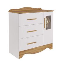 Cômoda Clara 1 Porta 3 Gavetas - Moveis Peroba Amendoa-branco Cômoda Clara 1 Porta 3 Gavetas - Moveis Peroba Amendoa-branco