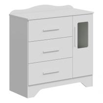 Cômoda Clara 1 Porta 3 Gavetas - Moveis Peroba Branco Brilho Cômoda Clara 1 Porta 3 Gavetas - Moveis Peroba Branco Brilho