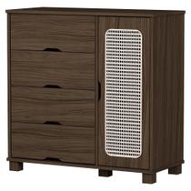 Cômoda Clara 4 Gavetas Mdf Puxador Usinado Marrom Chocolate Milani Movelaria