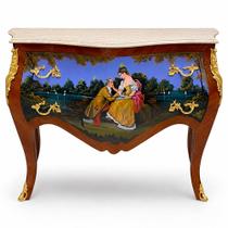 Cômoda Clássica com Pintura Vitoriana a Mão 2 Gavetas e Apliques em Bronze 88x129x54 cm Cômoda Clássica com Pintura Vitoriana a Mão 2 Gavetas e Apliques em Bronze 88x129x54 cm
