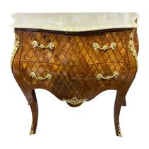 Cômoda Clássica Marchetada com 2 Gavetas e Tampo em Mármore 76x84x45cm Cômoda Clássica Marchetada com 2 Gavetas e Tampo em Mármore 76x84x45cm