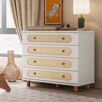 Cômoda Clássica para Quarto de Bebê 4 Gavetas Aurora Areia/Jequitibá