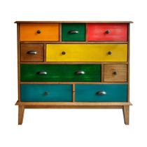 Cômoda Colors 9 GV Mel Verniz e Colorido Envelhecido