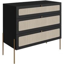 Cômoda Com 03 Gavetas Para Quarto Closet Industrial Indy A03 Nero Dourado - Lyam Decor Cômoda Com 03 Gavetas Para Quarto Closet Industrial Indy A03 Nero Dourado - Lyam Decor