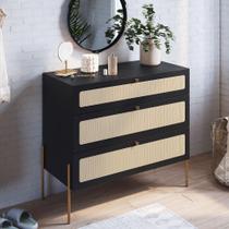 Cômoda Com 03 Gavetas Para Quarto Closet Industrial Indy A03 Nero Dourado - Lyam Decor Cômoda Com 03 Gavetas Para Quarto Closet Industrial Indy A03 Nero Dourado - Lyam Decor