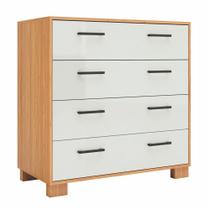 Cômoda com 04 Gavetas Essence D03 Freijó Off White Brilho - Lyam Decor Cômoda com 04 Gavetas Essence D03 Freijó Off White Brilho - Lyam Decor