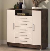 Comoda com 2 sapateiras e 5 gavetas ISABELE CHOCOLATE/OFF WHITE