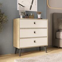 Cômoda com 3 Gavetas para Quarto Pés Palito Bege/Amêndoa/Off White Cômoda com 3 Gavetas para Quarto Pés Palito Bege/Amêndoa/Off White