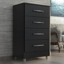Cômoda Com 4 Gavetas Corrediças Metálicas Preto