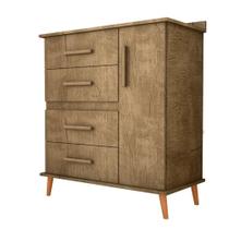 Cômoda Com 4 Gavetas E 1 Porta Com 4 Pés Retrô Olivia 85x123cm Canela