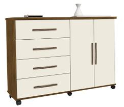 Comoda com 4 gavetas e 2 portas Bali Mel/Perola - Móveis Primus