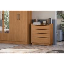 Cômoda com 4 Gavetas em Mdp Canela