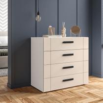 Cômoda com 4 Gavetas Lisboa Branca com Creme Politorno