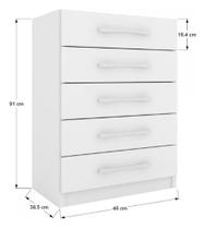 Cômoda com 5 gavetas de mdf na cor branca Cômoda com 5 gavetas de mdf na cor branca